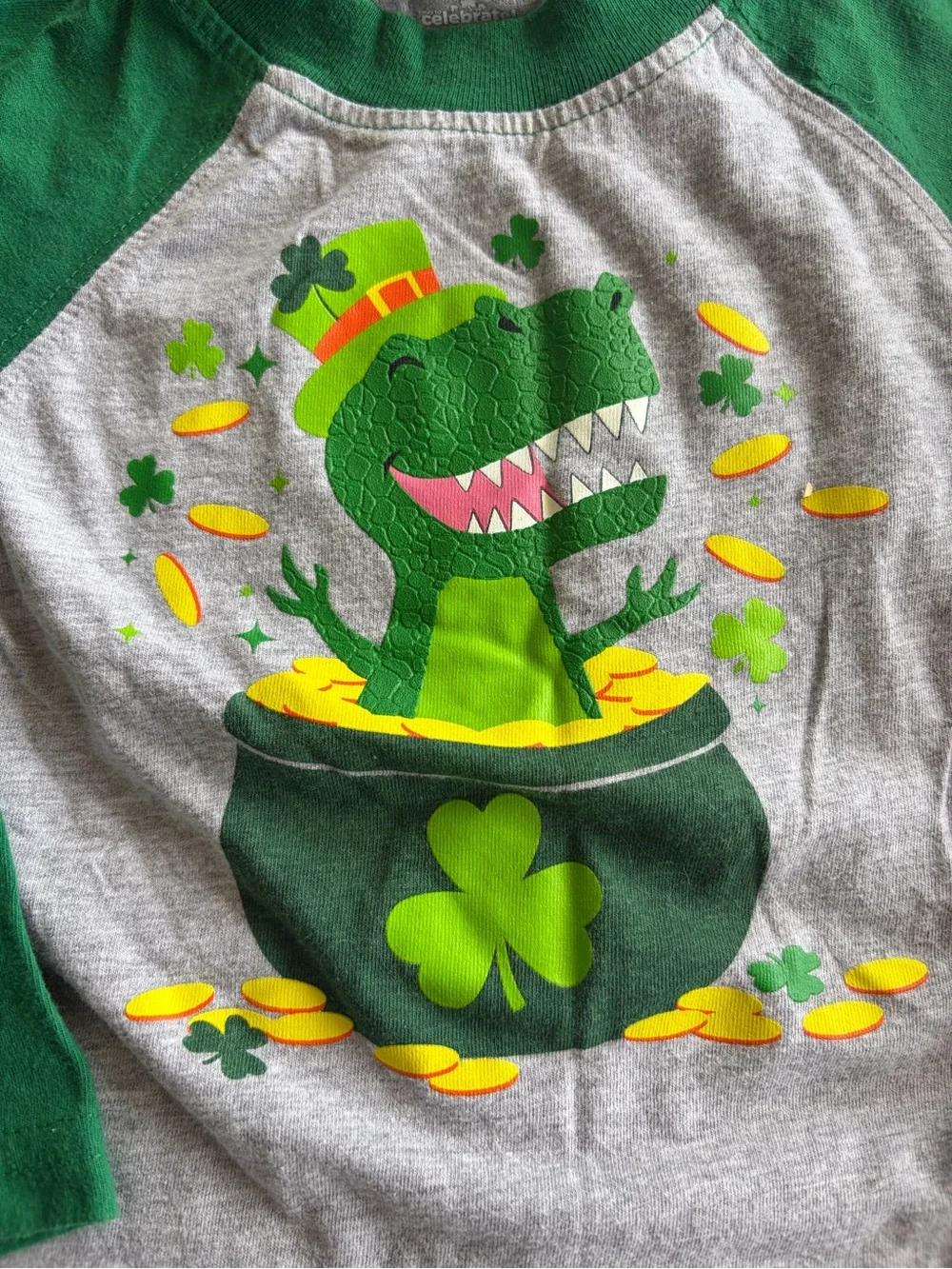 Girls' Green Shamrock Dino Pajama Set